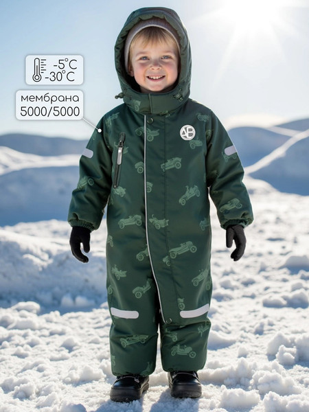 Изображение товара Комбинезон прогулочный детский Amarobaby Adventure / AB-OD25-6202AD/13-92 (р.92-98, зеленый/машины)