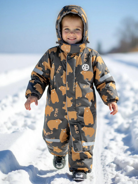 Изображение товара Комбинезон прогулочный детский Amarobaby Adventure / AB-OD25-6202AD/11-86 (р.86-92, серый/медведи)