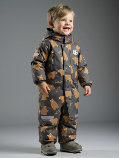 Изображение товара Комбинезон прогулочный детский Amarobaby Adventure / AB-OD25-6202AD/11-92 (р.92-98, серый/медведи)