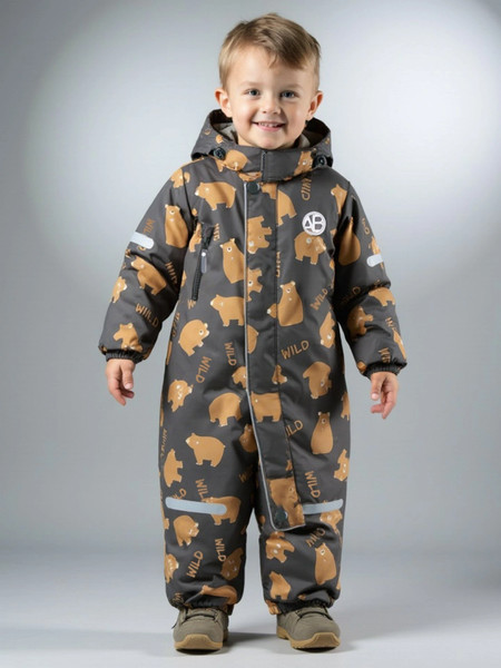 Изображение товара Комбинезон прогулочный детский Amarobaby Adventure / AB-OD25-6202AD/11-92 (р.92-98, серый/медведи)