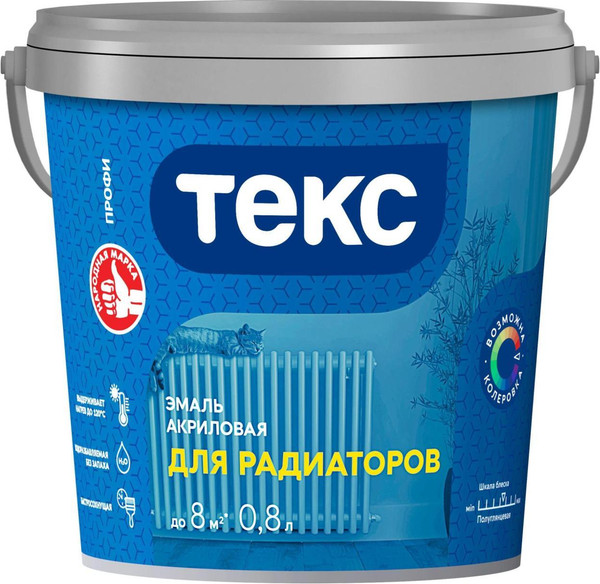 Изображение товара Эмаль Текс Профи А Универсал для радиаторов (800мл, белый полуглянцевый)