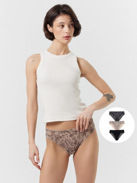 Изображение товара Комплект женских трусов Mark Formelle 412612-3 (р.98, цветы на бежевом-1)