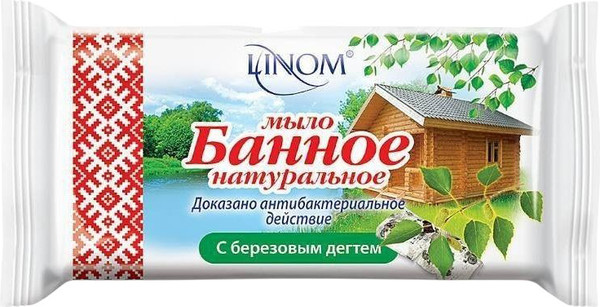 Изображение товара Мыло твердое Linom Банное С березовым дегтем (140г)