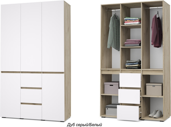 Изображение товара Шкаф Modern Тифани Т34 (серый дуб/белый)