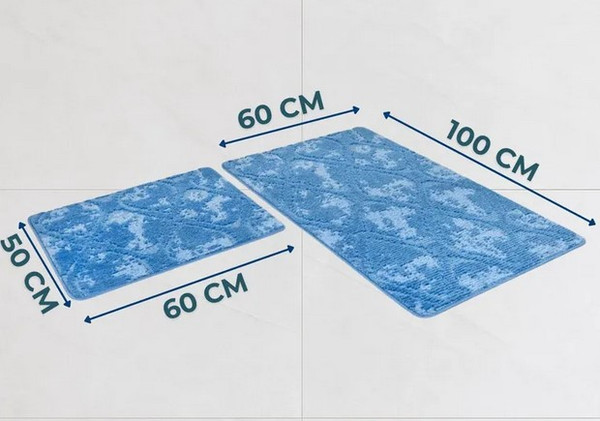 Изображение товара Набор ковриков для ванной и туалета Shahintex Vintage 60x100+60x50 (синий 02)