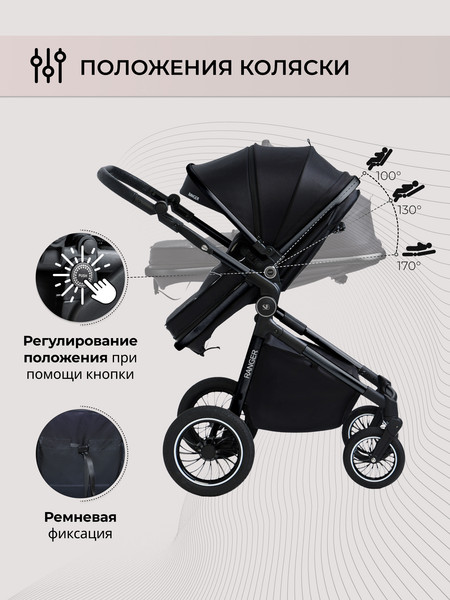 Изображение товара Детская универсальная коляска Sweet Baby Ranger 3в1 (Neo Black Glossy)