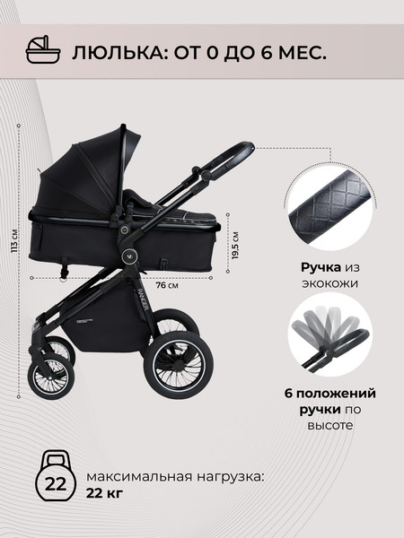 Изображение товара Детская универсальная коляска Sweet Baby Ranger 3в1 (Neo Black Glossy)