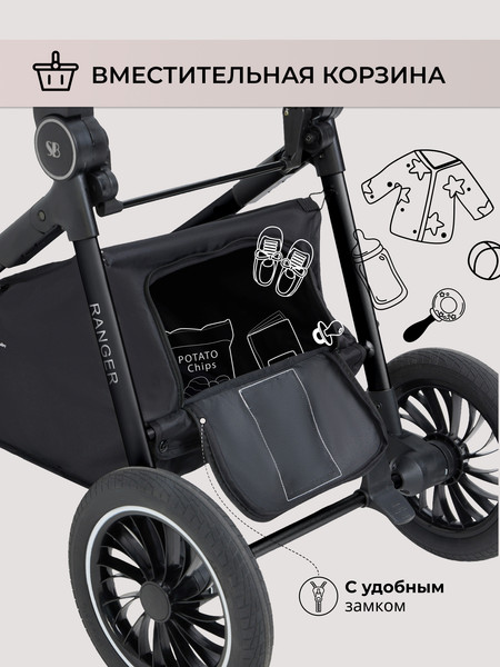 Изображение товара Детская универсальная коляска Sweet Baby Ranger 3в1 (Neo Black Glossy)
