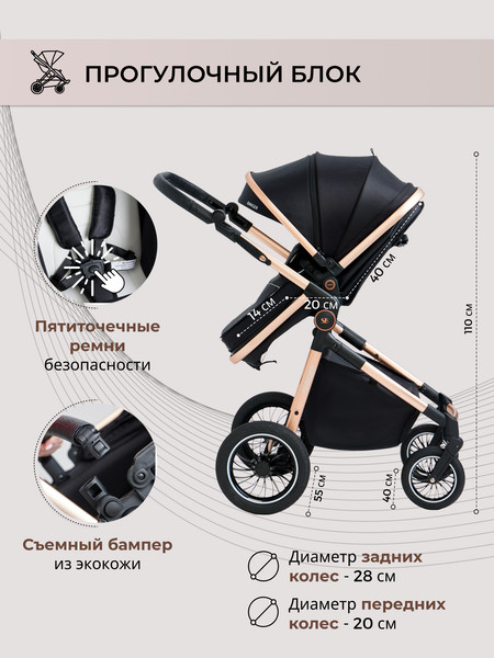 Изображение товара Детская универсальная коляска Sweet Baby Ranger 3в1 (Neo Black Gold)
