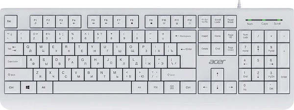 Изображение товара Клавиатура Acer OKW400 USB Multimedia / ZL.KBDEE.01B (белый)