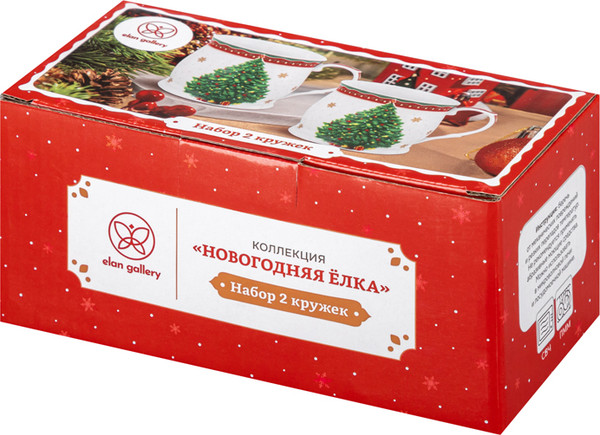 Изображение товара Набор кружек Elan Gallery Новогодняя елка New Bone China / 420794