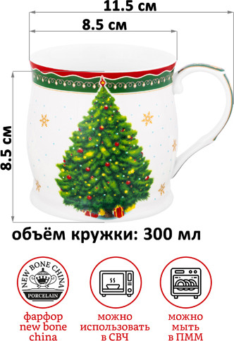 Изображение товара Набор кружек Elan Gallery Новогодняя елка New Bone China / 420795