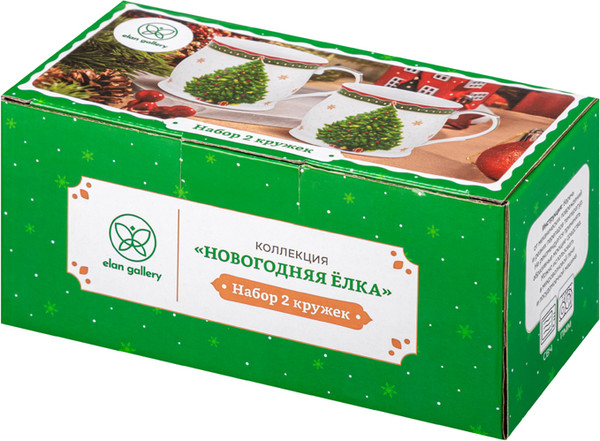 Изображение товара Набор кружек Elan Gallery Новогодняя елка New Bone China / 420795