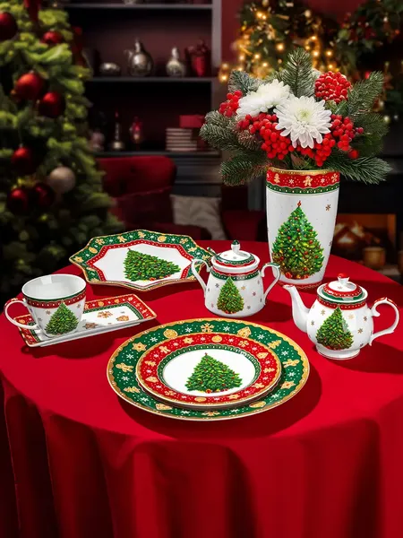 Изображение товара Набор тарелок Elan Gallery Новогодняя елка New Bone China / 420799