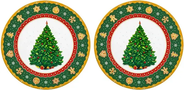 Изображение товара Набор тарелок Elan Gallery Новогодняя елка New Bone China / 420799