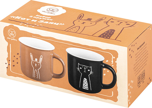 Изображение товара Набор кружек Elan Gallery Кот и Заяц New Bone China / 230262