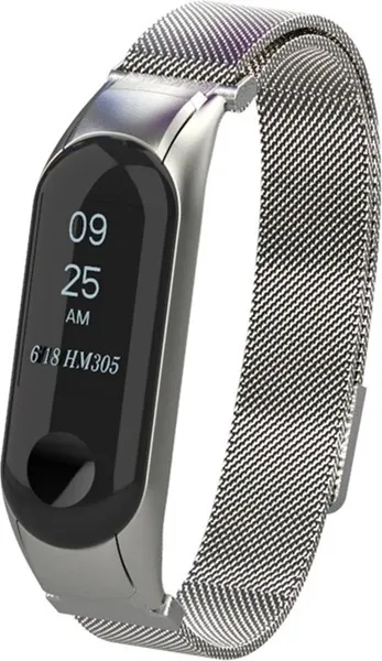 Изображение товара Ремешок для умных часов Bingo Magnetic для Xiaomi Mi Band 3/4 (серебристый)