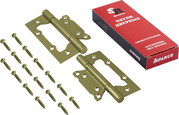 Изображение товара Комплект петель дверных Нора-М Isparus 800-5 FHP 125x74x2.6 накладная (старая бронза, без колп.)