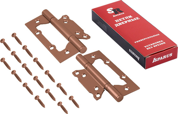 Изображение товара Комплект петель дверных Нора-М Isparus 800-5 FHP 125x74x2.6 накладная (старая медь, без колп.)