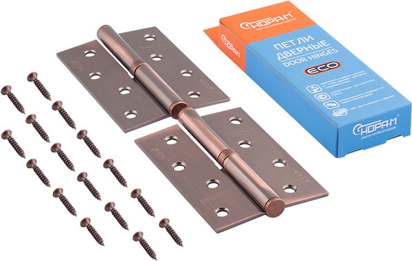 Изображение товара Комплект петель дверных Нора-М 750-4-FHP-ECO 100x70x2.5 (правая, медное покрытие)