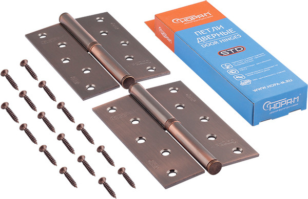 Изображение товара Комплект петель дверных Нора-М 750-5-FHP-ECO 120x80x2.5 (левая, медное покрытие)