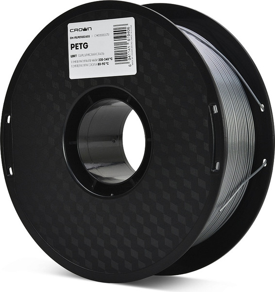 Изображение товара Пластик для 3D-печати Crown PETG / CM-FILPETG024SS (1.75мм, 1кг, сталь/серебристый)