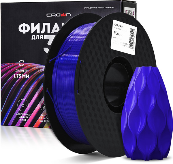 Изображение товара Пластик для 3D-печати Crown PLA Silk / CM-FILPLAS008P (1.75мм, 1кг, пурпурный)