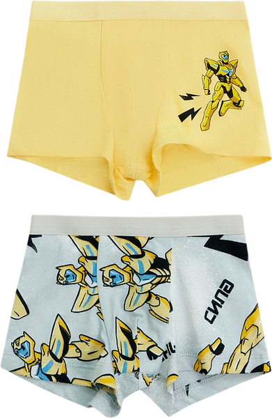 Изображение товара Комплект трусов детских Mark Formelle 413345-2 (р.92/98-52-48, ярко-желтый/роботы на сером)