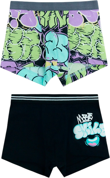 Изображение товара Комплект трусов детских Mark Formelle 413345-2 (р.104/110-56-51, черный/цветные граффити)