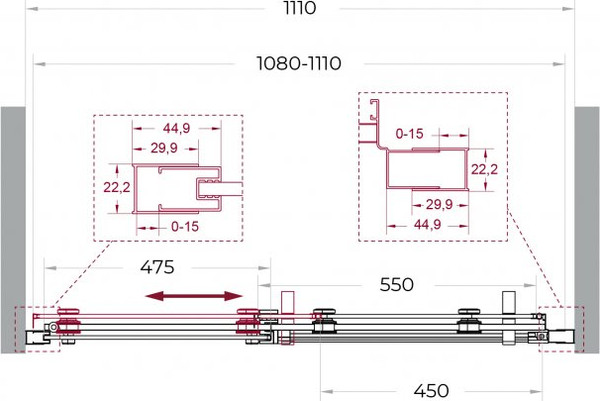 Изображение товара Душевая дверь BelBagno MARINO_2-BF-1-110-C-GM