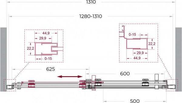 Изображение товара Душевая дверь BelBagno MARINO_2-BF-1-130-C-GM