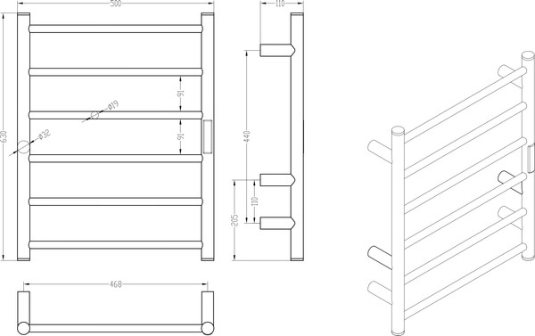 Изображение товара Полотенцесушитель электрический Roxen Caspia 11070-5063C