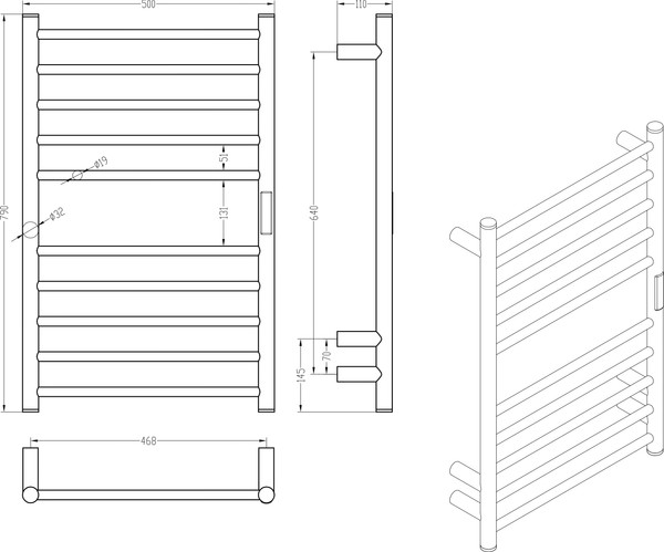 Изображение товара Полотенцесушитель электрический Roxen Caspia 11070-5079B