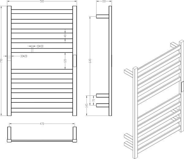 Изображение товара Полотенцесушитель электрический Roxen Plaza 11040-5079GM