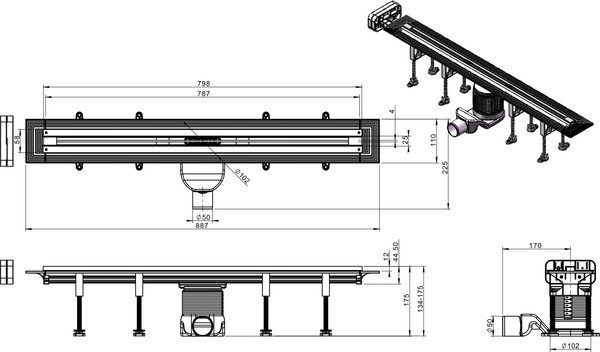Изображение товара Трап для душа Roxen Razor 910100GB