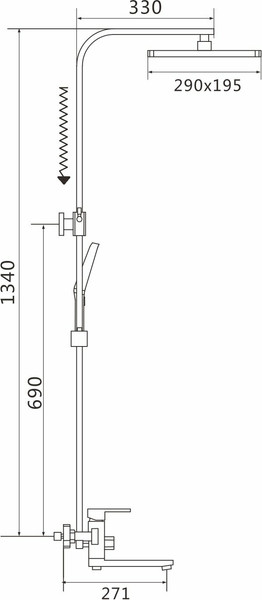 Изображение товара Душевая система со смесителем Shevanik S7036H (черный)