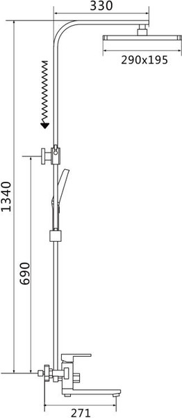 Изображение товара Душевая система со смесителем Shevanik S7036L (сатин)