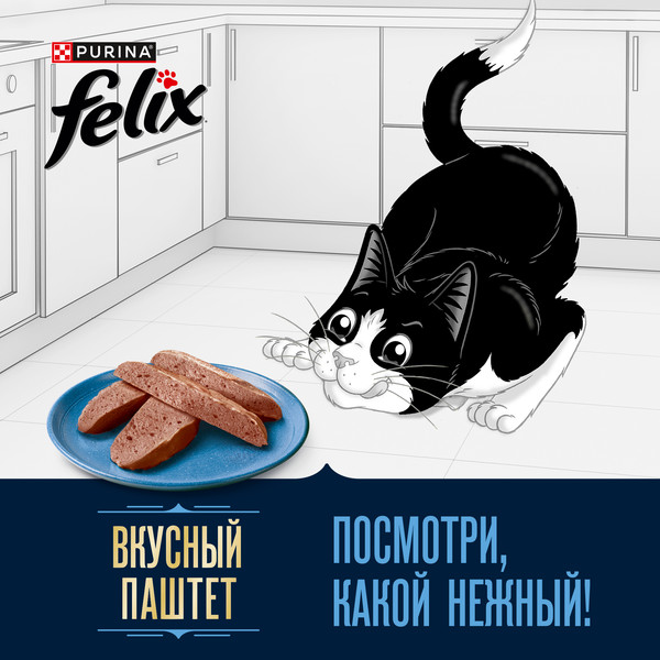 Изображение товара Влажный корм для кошек Felix Вкусный паштет Курица и кролик (75г)