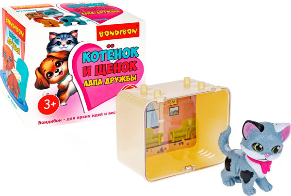 Изображение товара Игрушка детская Bondibon Котёнок и щенок, лапа дружбы ВВ6630