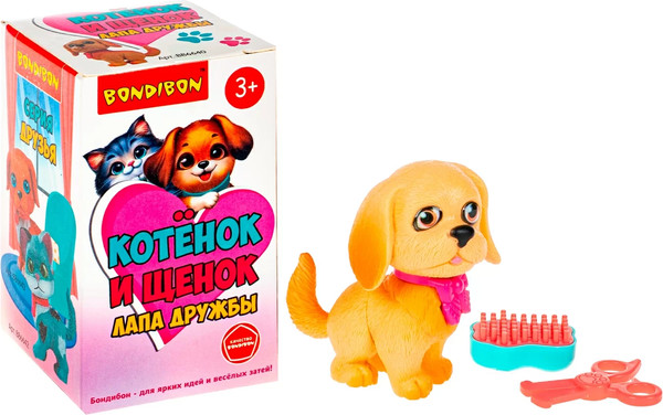 Изображение товара Игрушка детская Bondibon Котёнок и щенок, лапа дружбы ВВ6640