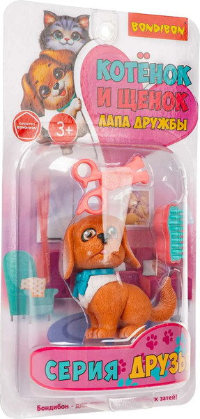 Изображение товара Игрушка детская Bondibon Котёнок и щенок, лапа дружбы ВВ6633