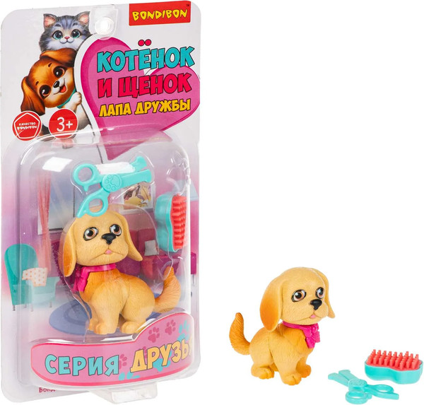 Изображение товара Игрушка детская Bondibon Котёнок и щенок, лапа дружбы ВВ6634