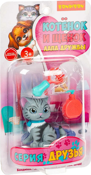 Изображение товара Игрушка детская Bondibon Котёнок и щенок, лапа дружбы ВВ6635