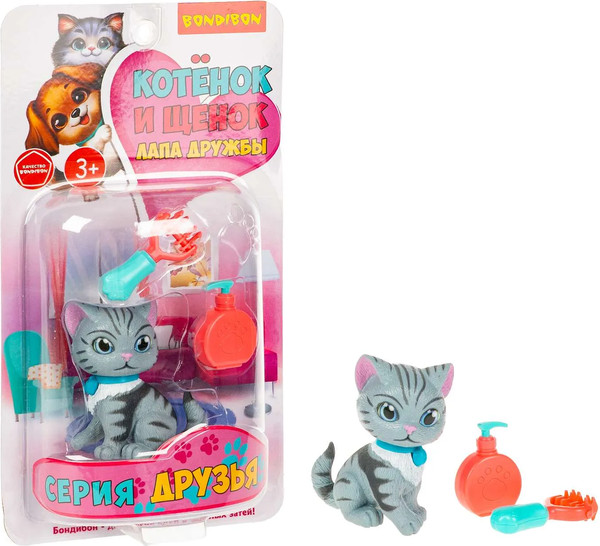 Изображение товара Игрушка детская Bondibon Котёнок и щенок, лапа дружбы ВВ6635