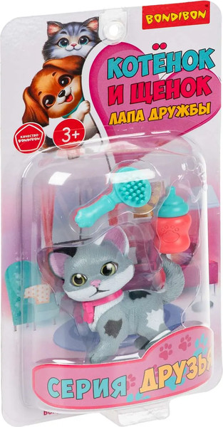 Изображение товара Игрушка детская Bondibon Котёнок и щенок, лапа дружбы ВВ6636