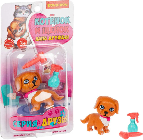 Изображение товара Игрушка детская Bondibon Котёнок и щенок, лапа дружбы ВВ6637