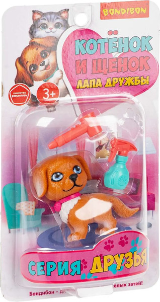 Изображение товара Игрушка детская Bondibon Котёнок и щенок, лапа дружбы ВВ6637