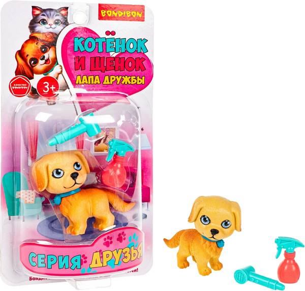 Изображение товара Игрушка детская Bondibon Котёнок и щенок, лапа дружбы ВВ6638