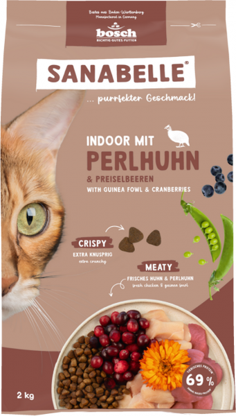 Изображение товара Сухой корм для кошек Bosch Petfood Sanabelle Indoor mit Perlhuhn&Preiselbeeren / 857402 (2кг)