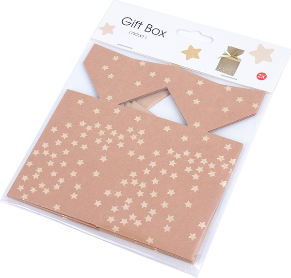 Изображение товара Набор коробок подарочных Darvish 7x7x7 см / DV-14643 (2 шт, крафт ассорти)